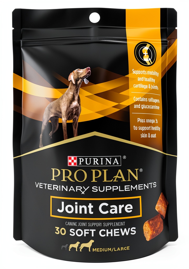 'Purina Dog Joint Supplement chews for large breeds on a table'