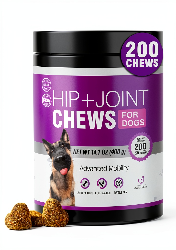 TTLXRL Dog Joint Chews Glucosamine Chicken Flavor 200 package on a kitchen counter