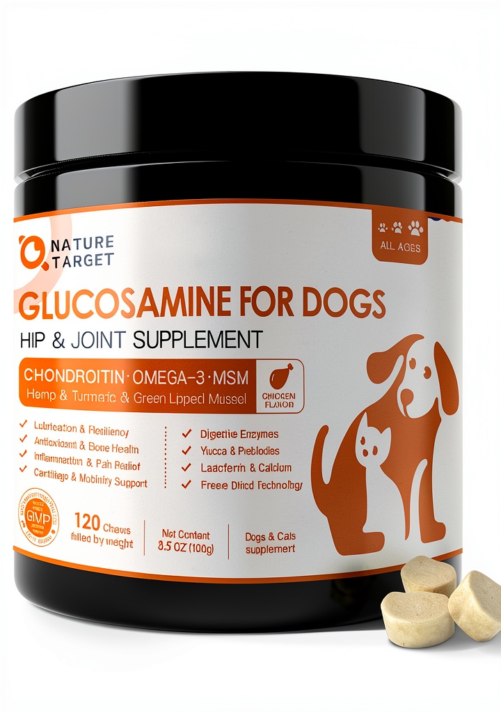 Dog enjoying Nature Target joint supplement chew